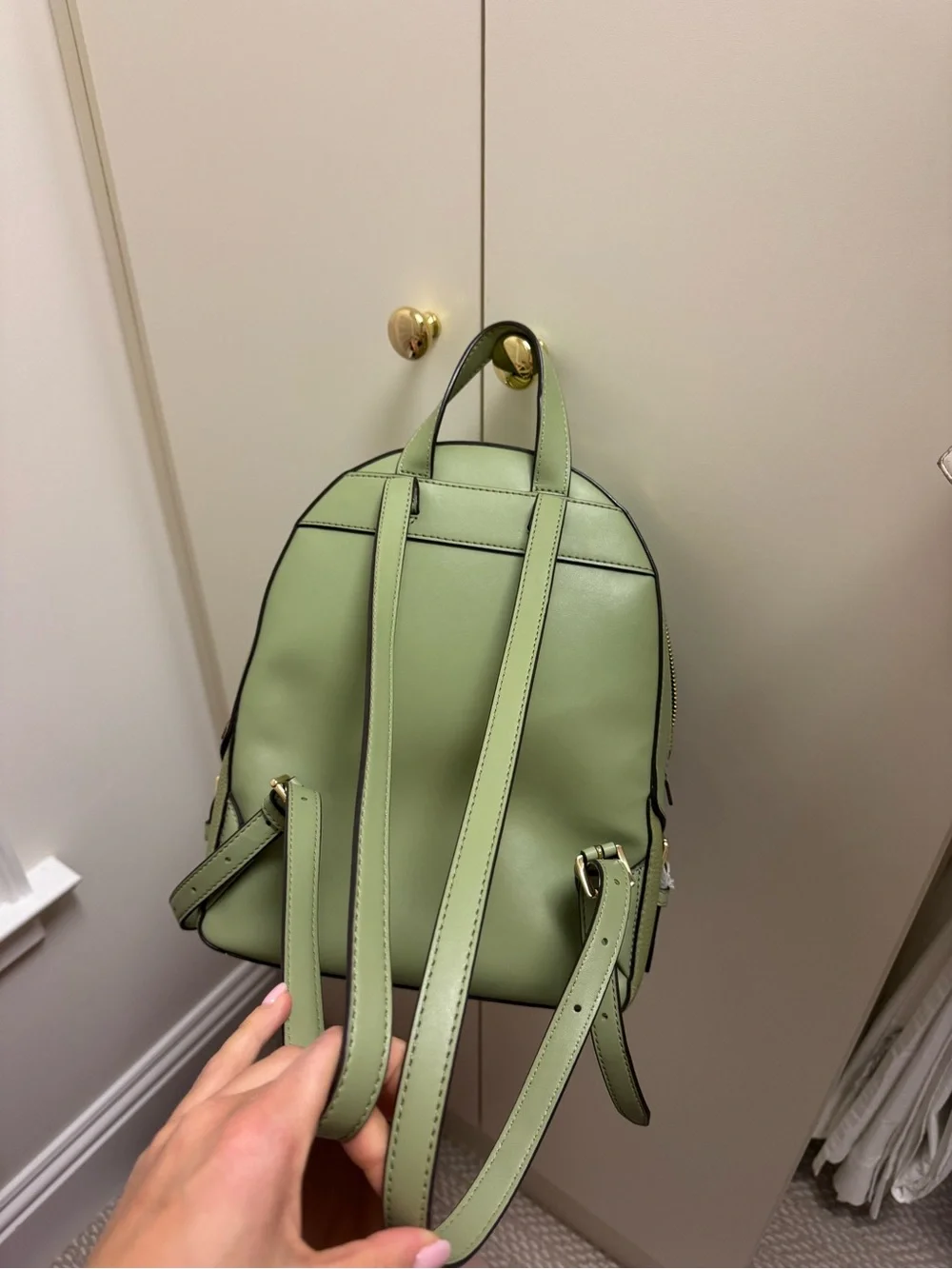 Michael Kors Light Olive Pebbled Leather Mini Backpack